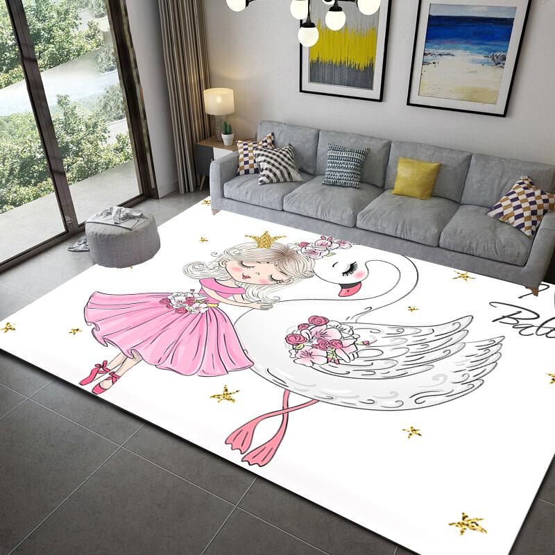 Cartoon Ballet Girl Cute Area Rug Kid Bedroom Game Floor Mat Memory Foam Girl Room Play Carpet for Living Room Decoration