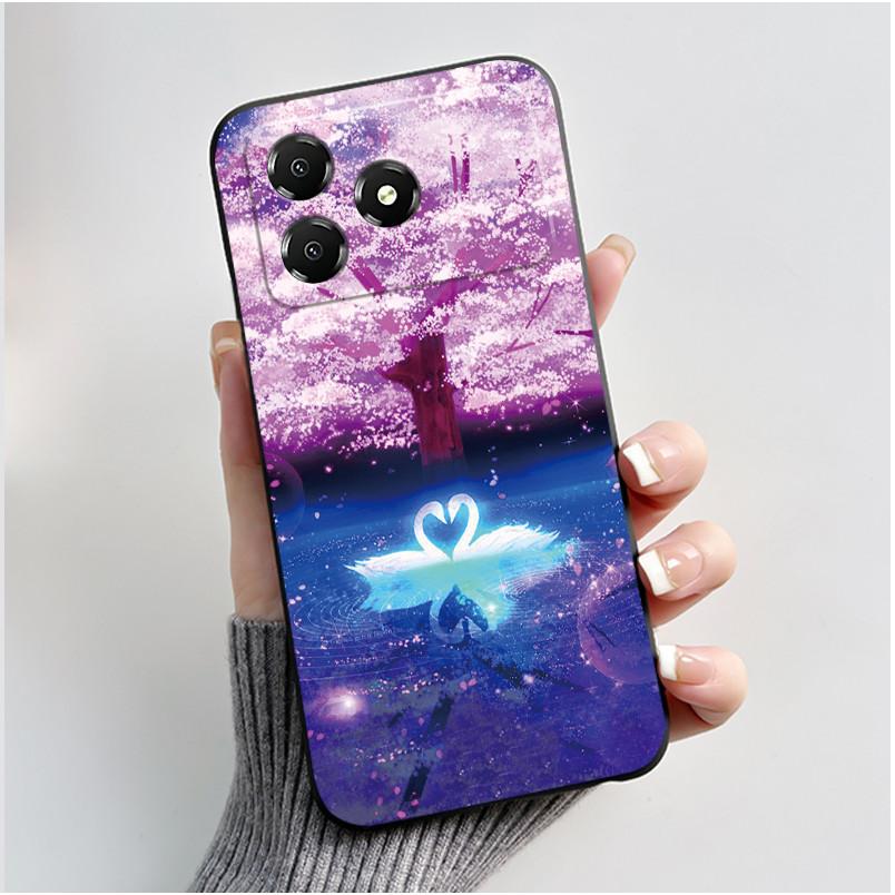 Милый Мультяшный Чехол Для ZTE Blade A36 Печатный Корпус Защитная Крышка Мягкий Силикон Черный Корпус