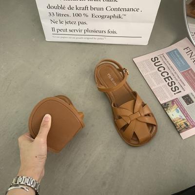 Сандалии с открытым носком в стиле ретро, ​​женские модные универсальные плетеные римские туфли с мягкой подошвой, туфли Мэри Джейн, сандалии, женские сандалии