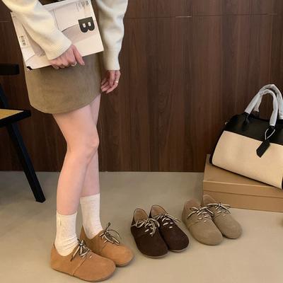 Женские туфли в стиле мори с плоской подошвой, осенние новинки, кожаные, с круглым носком, ремешками, одинарные туфли на мягкой подошве