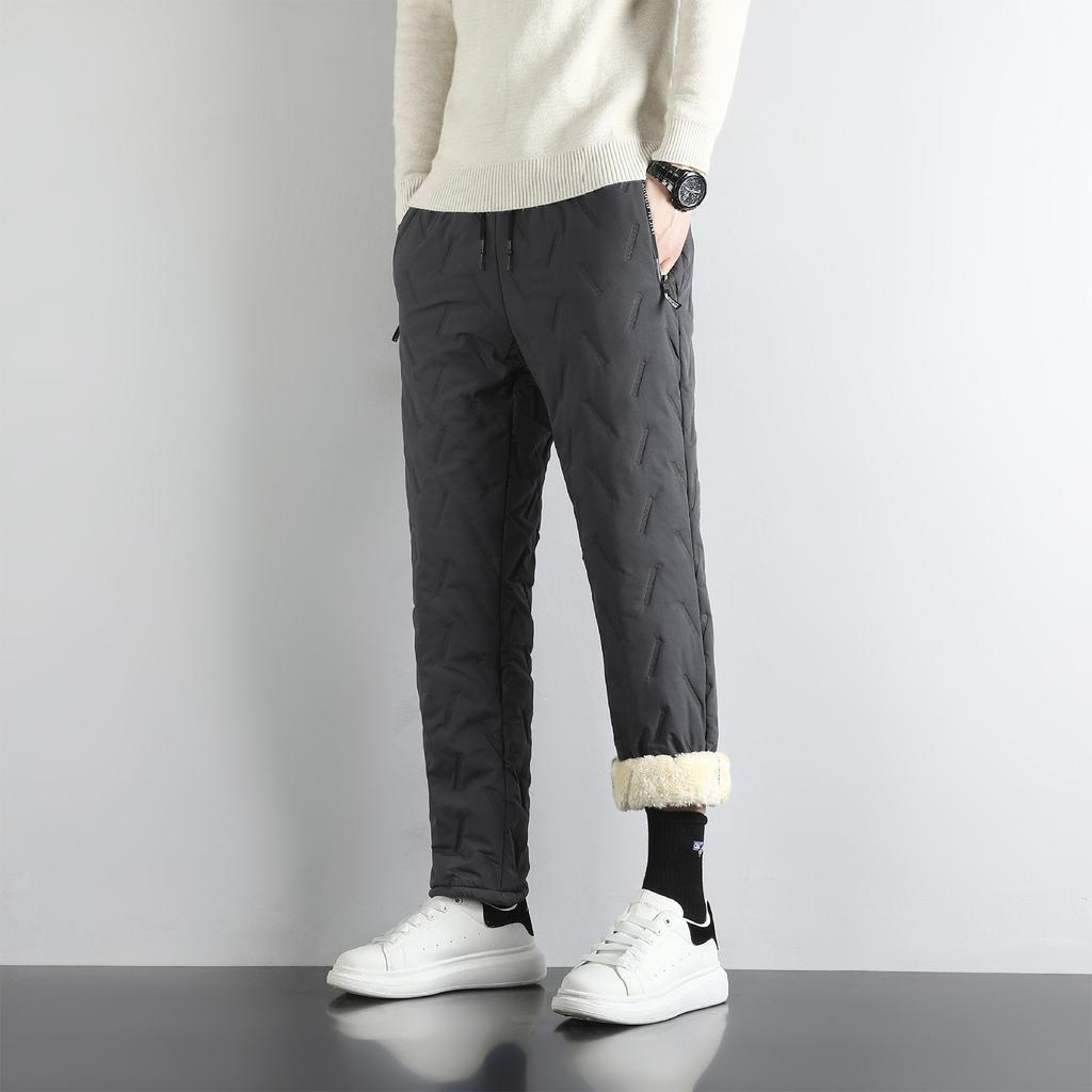 Men's Thermal Fleece Large Size Sweatpants Plush Thickening Cotton-padded Trousers Casual Pants