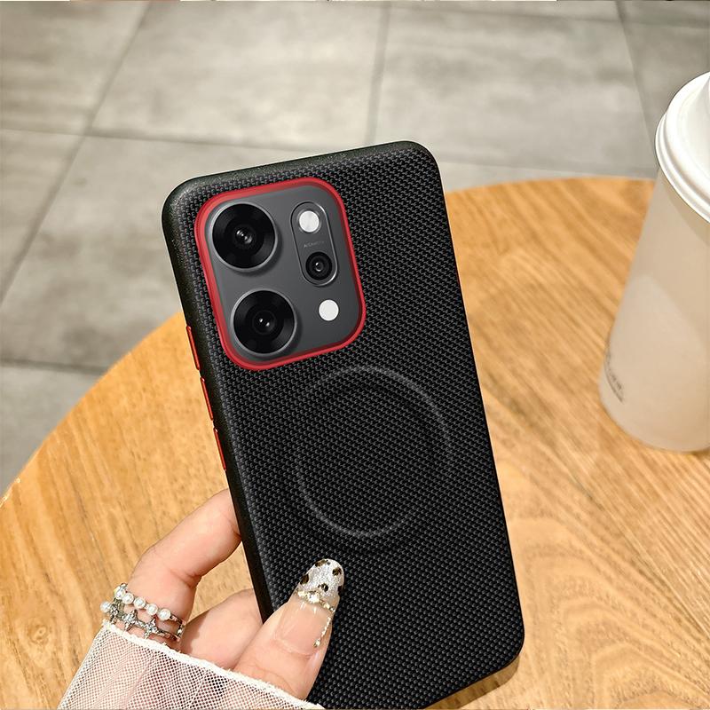 Чехол для OPPO Reno 14 14 Pro 5G Магнитный Мягкий ТПУ+Нейлоновая Плетеная Кожаная Задняя Панель Защита от Отпечатков Пальцев для Oppo Reno14