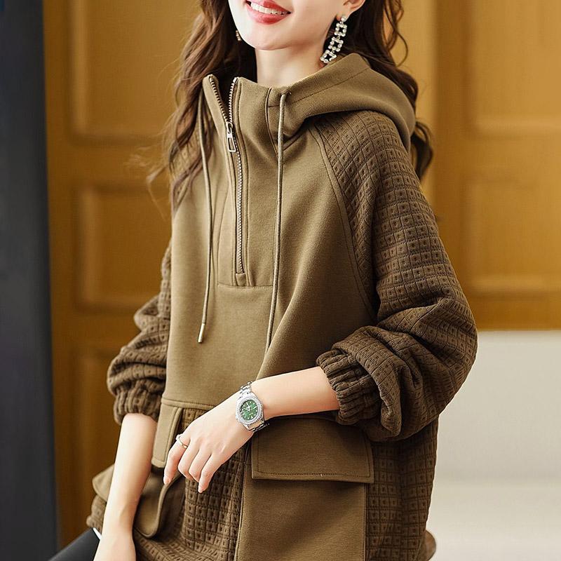 Hoodies Woman Clothing Plain Top with Zipper Brown Full Zip Up Hooded Women's Sweatshirt Dropshiping Basic Trend Aesthetic