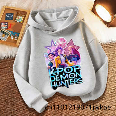 Свитшот Подарок для фанатов Детская одежда Аниме K-pop Охотники на демонов Saja Худи для мальчиков Футболка с длинным рукавом для девочек Повседневная толстовка
