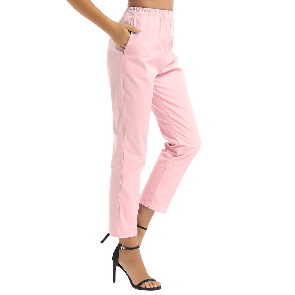Женские эластичные брюки-скрабы, прямые брюки с эластичным поясом, длинные брюки для ухода за больными