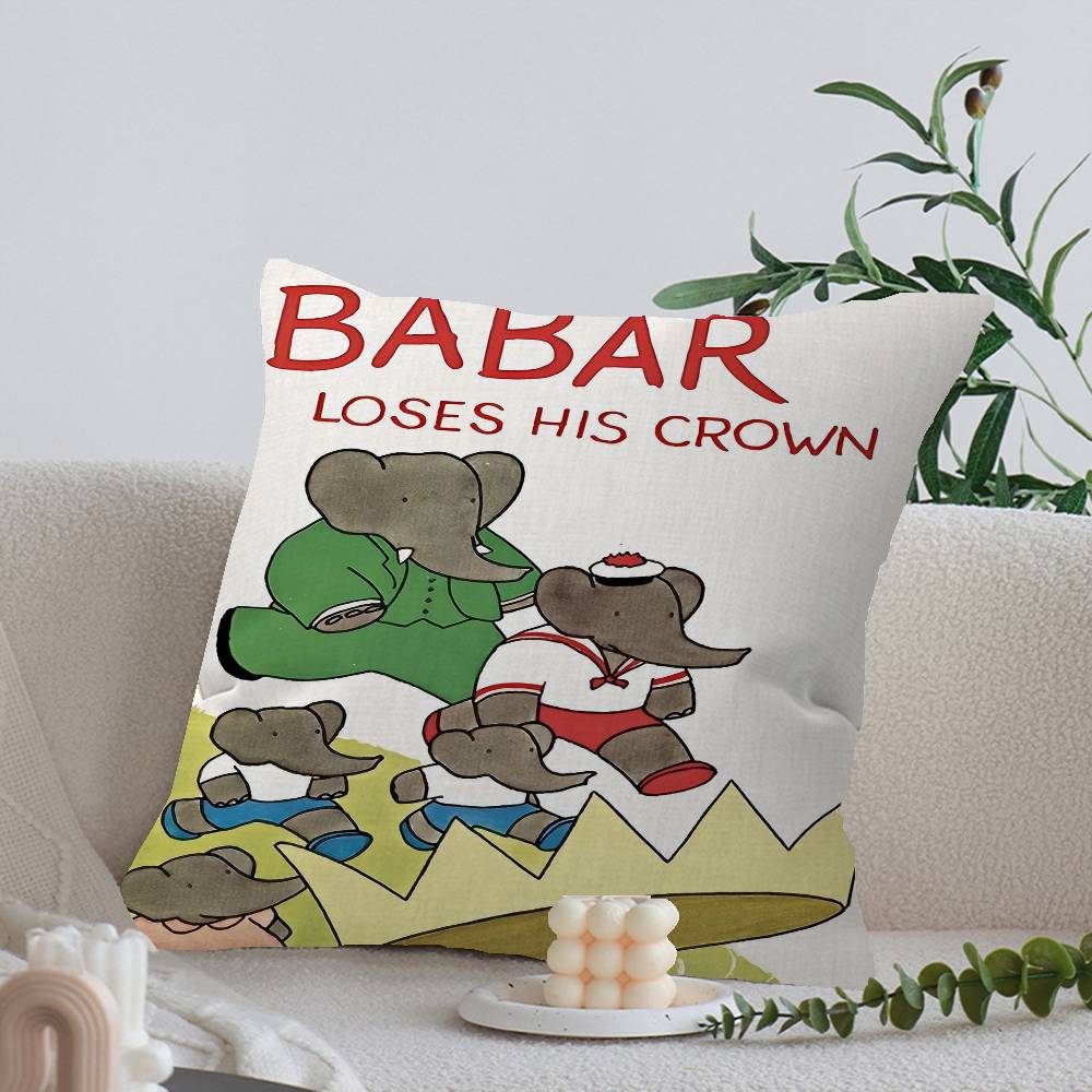 Cartoon Babar The Elephant Pillow Gifts Home Office Furnishings Bedroom Sofa Car Cushion Cover case xcm