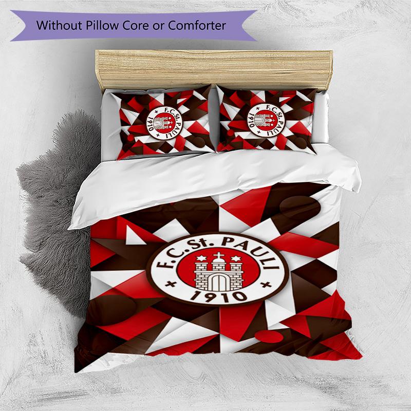 FC St. Pauli Football Printed 3 Pieces Bedding Set, Comfortable Skin Friendly Bedroom Duvet Cover Set