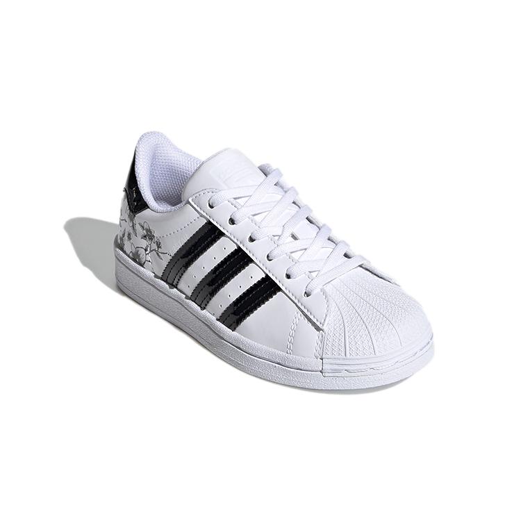adidas Оригинальные SUPERSTAR Цветочные износостойкие низкие детские кеды для скейтбординга Белые Дети возрастом 3-7 лет FW0777