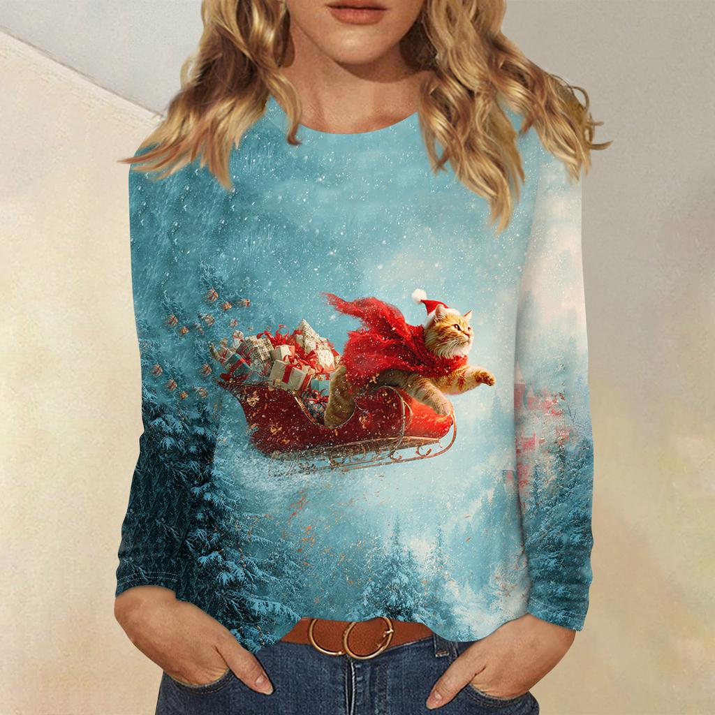 Рубашки с длинным рукавом для женщин, милые футболки с графическим принтом, блузки, повседневные базовые топы больших размеров, пуловеры