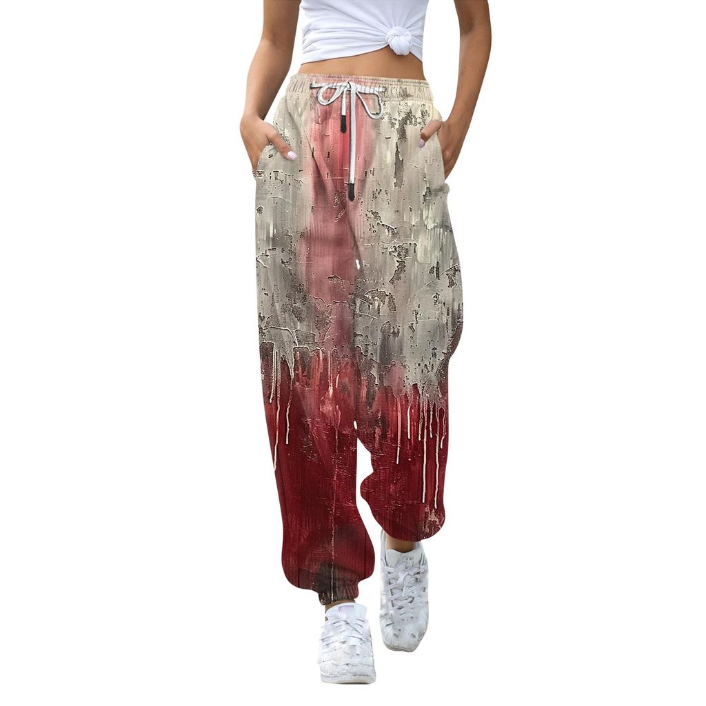 Женские повседневные модные спортивные штаны с принтом на Хэллоуин, повседневные брюки