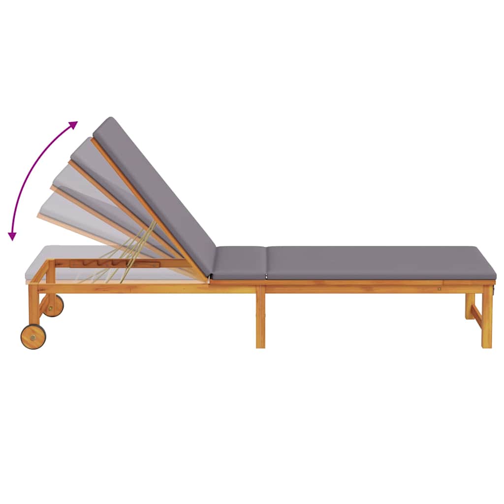 Sun Lounger 2 pcs Brown 202 x 53 x 89 cm Solid Acacia Wood