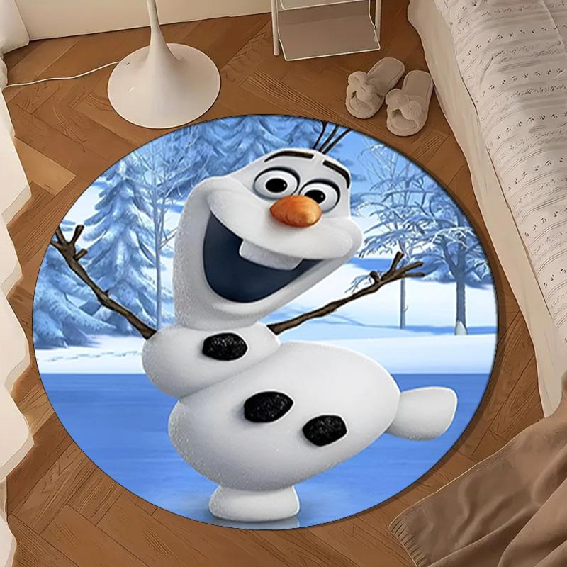 Snowman Olaf Sparkle Night Round Rug for Livingroom,Bedroom, Palyroom, Chair Rug, Area rug, Circle Carpet, Large Size Decor Fan Christmas gift