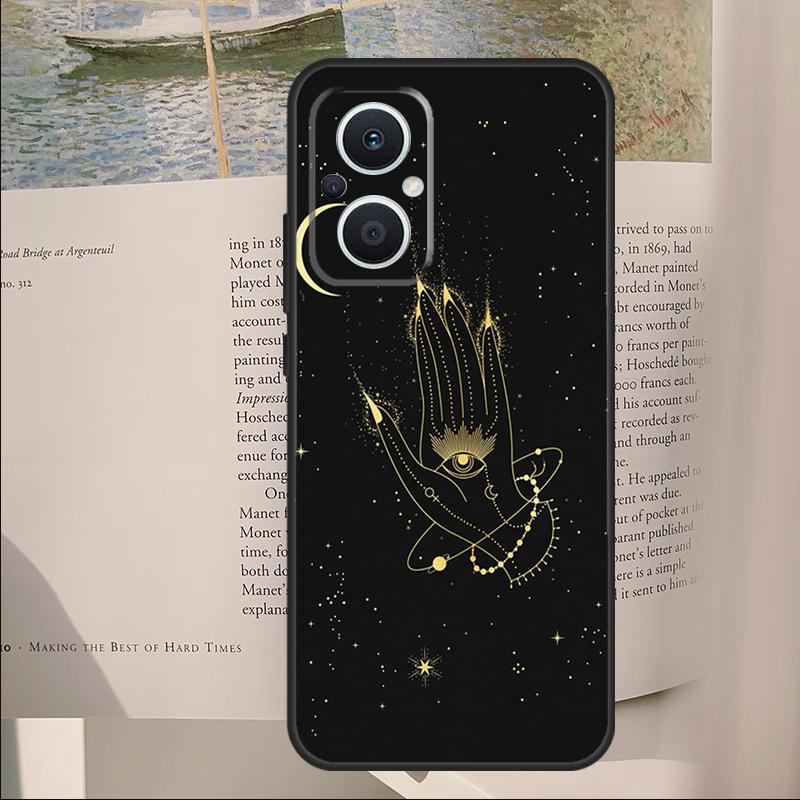 Гадание Луна Звезды Руки Искусство Чехол для OPPO Reno 11F 12F 13F 14F 10 11 12 13 14 Pro 7 8 Lite OPPO Find X6 X8 X9 Pro Чехол