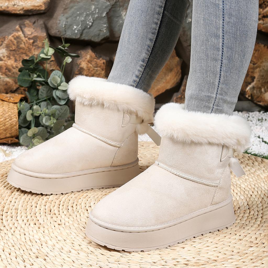 Модные женские зимние ботинки 2025 Зимняя новая мода Плюшевая обувь на платформе Уличные теплые ботинки Женские удобные ретро однотонные женские туфли