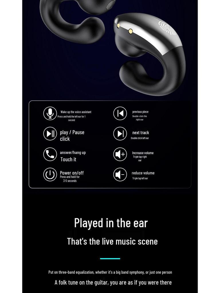Беспроводные Bluetooth-наушники M7 с костной проводимостью и заушинами 6.0 - Долгое время работы от аккумулятора, Не вставляются в уши, Высококачественный звук