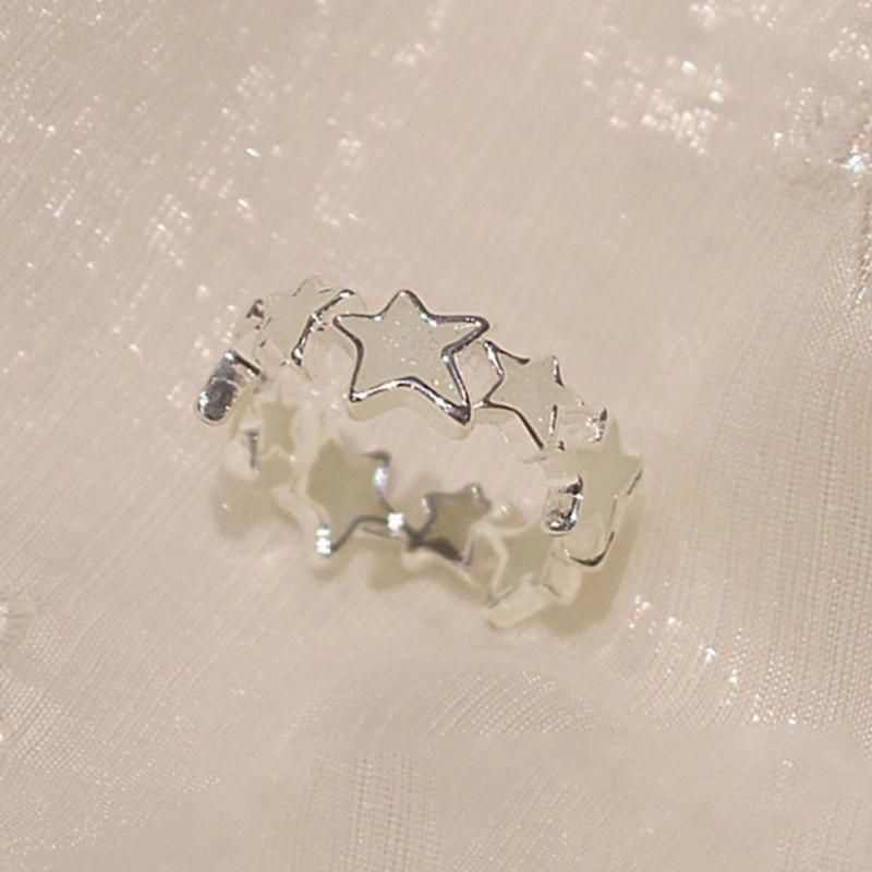 Pentagram-Finger Ring Adjustable Pink White-Star-Open Ring Cute Sweet Cool Jewelry Fashion Star Ring Valentines Day Gift