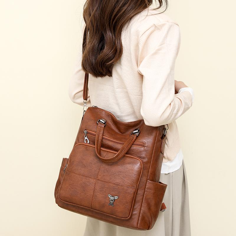 Большая вместительная сумка, многофункциональный рюкзак, женская сумка через плечо из мягкой кожи