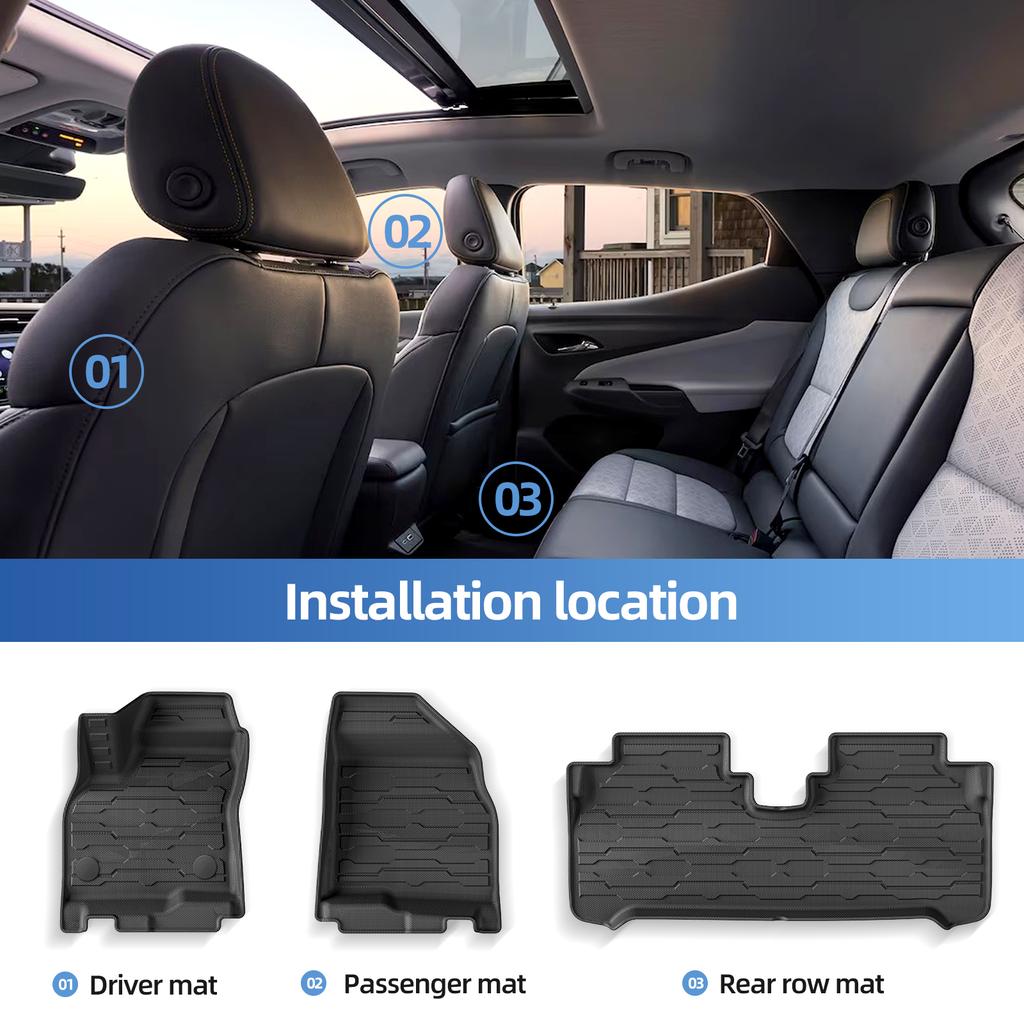 TPE 3D Car Floor Mats Cargo Liner Trunk Pad for Chevrolet Chevy Bolt EUV 2022 2023 2024 Left Hand Drive
