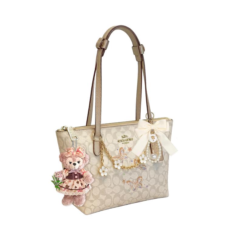 COACH shoulder bag [Customized bag] Fiona 24 classic logo FIONA zipper closure printing flower chain doll butterfly pearl Shanhua Man Basic Model