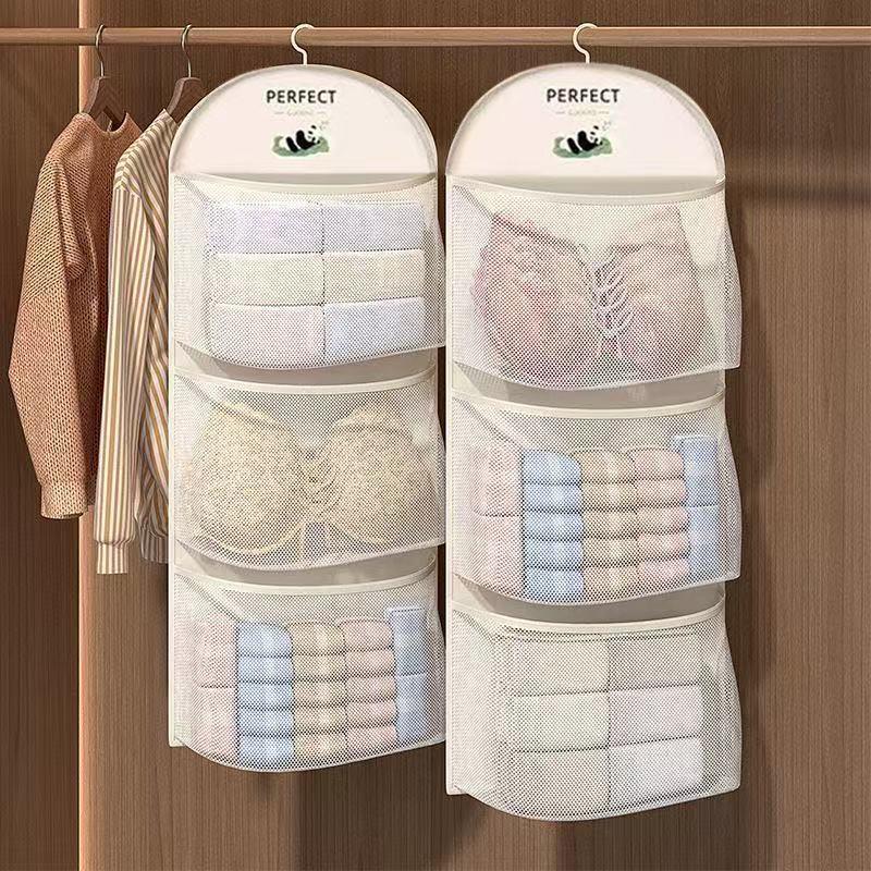 Подвесная сумка для хранения нижнего белья, бытовая сетка для хранения носков, сетчатая сумка с подвесным крючком для гардероба, портативная сетчатая сумка для хранения одежды
