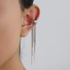 Uworld Fashion Trend Tassel Ear Clip 18K Gold Color Plated Stainless Steel Smooth  Small Steel Bead Tassel Earrings Women's Jewe