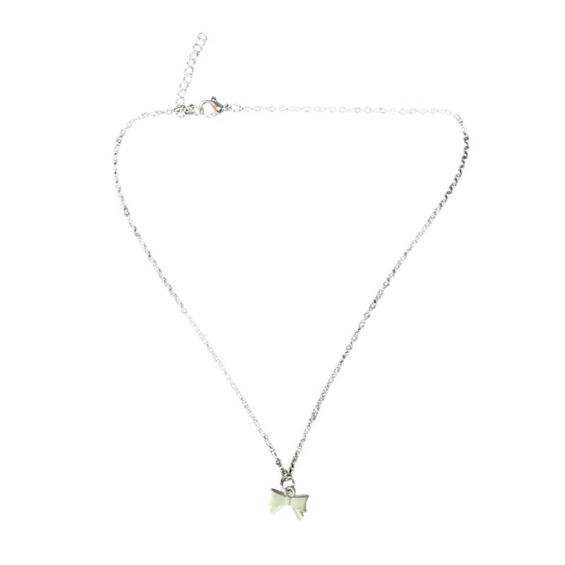 Серебряный цвет гладкий бант кулон ожерелье женский воротник цепочка минималистичный шейный цепочка подарок на день рождения легкие роскошные ювелирные изделия