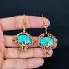 Arizona Turquoise 999 Copper Wire Wrapped Earrings, Handmade Gemstone Jewelry Earrings For Memorial Day