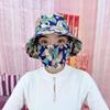 Outdoor Flower Pattern Anti-Uv Sunscreen Hat Dust Mask Hat Protect Neck Women Men Fisherman Hat Tea Picking Cap