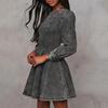 Women's Denim Dress Long Sleeve Bodycon Mini Jean Dress Casual Ruffle Hem Dress