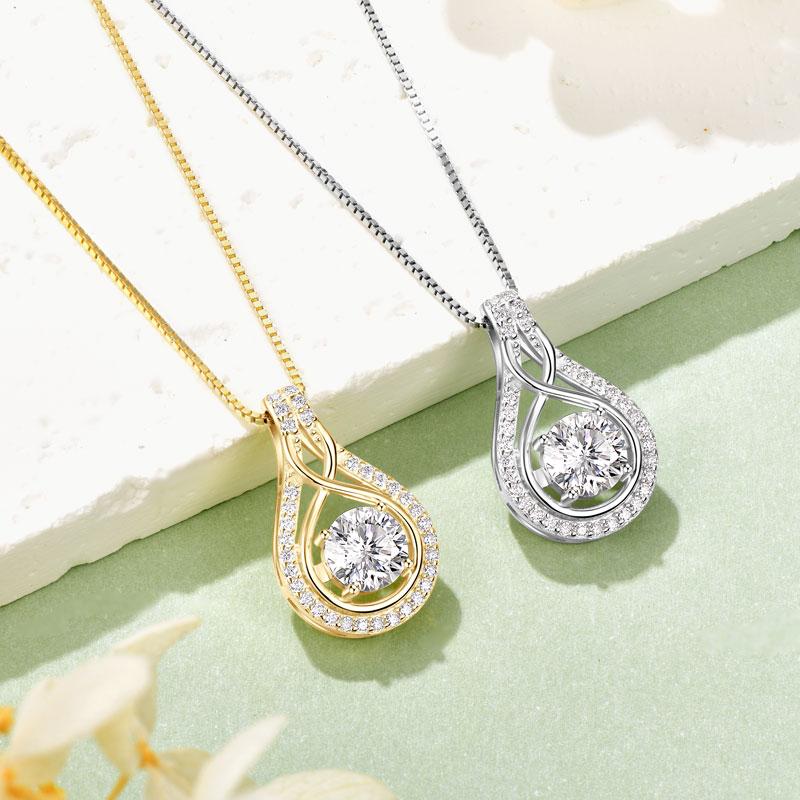 New Huge Shinning Sparkle S925 Sterling Silver Necklaces Moissanite Wonderful Infinity Pendant Necklace GRA Certified Necklace