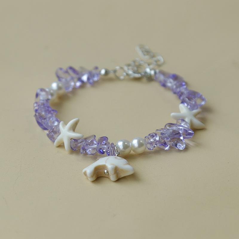 Handmade Seashell & Crushed Stone Bracelet with Lobster Clasp - Perfect Summer Travel Souvenir