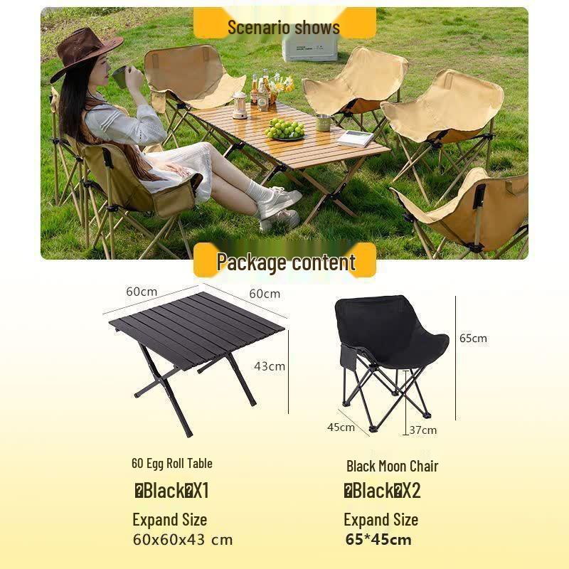 Portable Outdoor Folding Roll-Up Camping Table & Chair Set