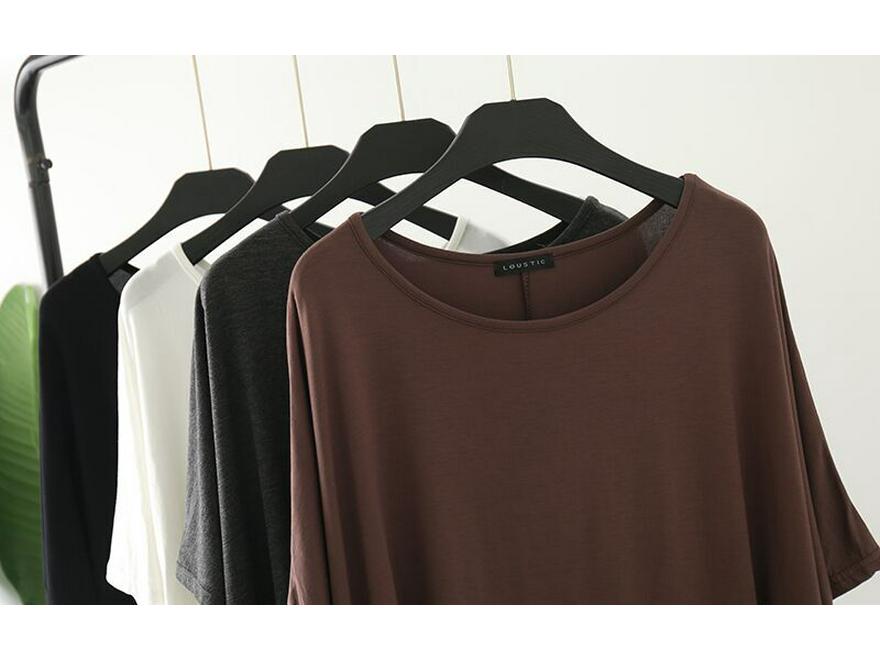 Женская модальная футболка большого размера с рукавами «летучая мышь» - Свободная, с круглым вырезом, средней длины, с коротким рукавом, летний топ