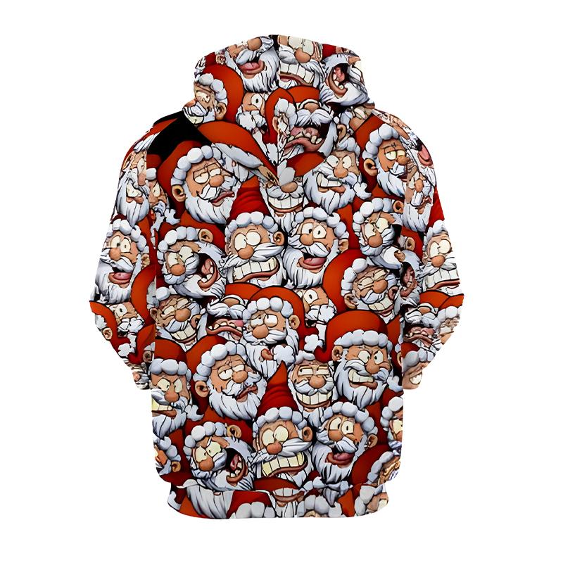 Рождественский Санта-Клаус с капюшоном, мягкий, слегка эластичный свитер с карманом-кенгуру, мужская уличная одежда на осень, идеальная идея для подарка
