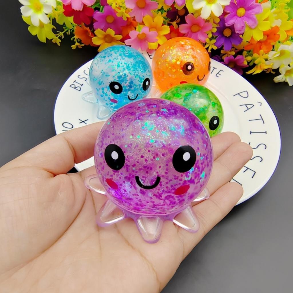 Squishy Octopus Stress Balls for Kids & Adults - Sensory Fidget Toys, Classroom Prizes, Party Favors, Stress Relief Toy