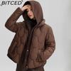 Winter Cropped Oversized Down-Filled Quilted Jacket with Hood Thickened Padded Coat Slimming Trendy Cotton Jacket