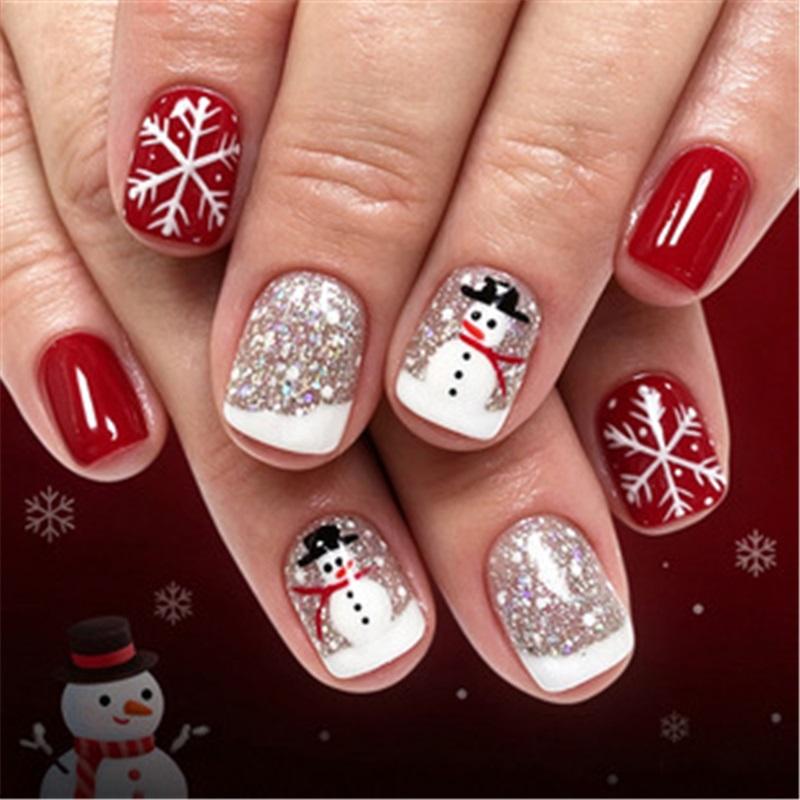 24 Pieces Of Christmas Wear Manicure, Snowflakes, Stars And Diamond Ornaments, Handmade Manicure Pieces