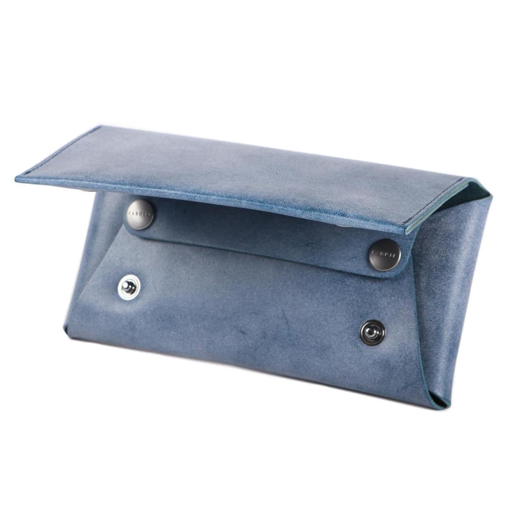 Long Large Easy To Take Genuine Made In Blue [FABRIK] [Fabric] Wallet, Wallet, Capacity, Out, Compact, Thin, Leather, Men's, Women's, Thin, Japan,