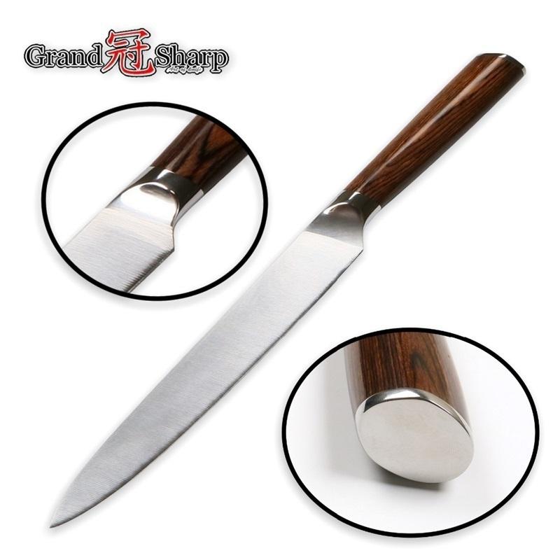 8-дюймовый нож для нарезки, подлинный немецкий молибден-ванадиевая сталь DIN1.4116, набор для резьбы по лососю