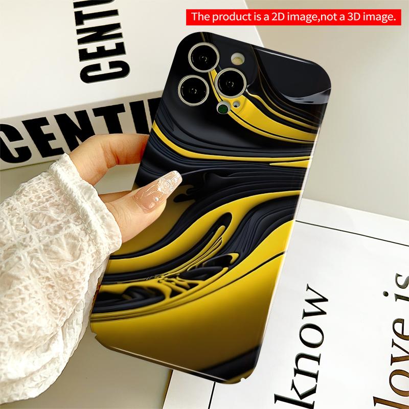 2DFlat Glossy Black & Gold Fluid Waves Phone Case All inclusive film hard iPhone case, compatible with iPhone 18 Pro Max 17 16 15 14 13 12 11