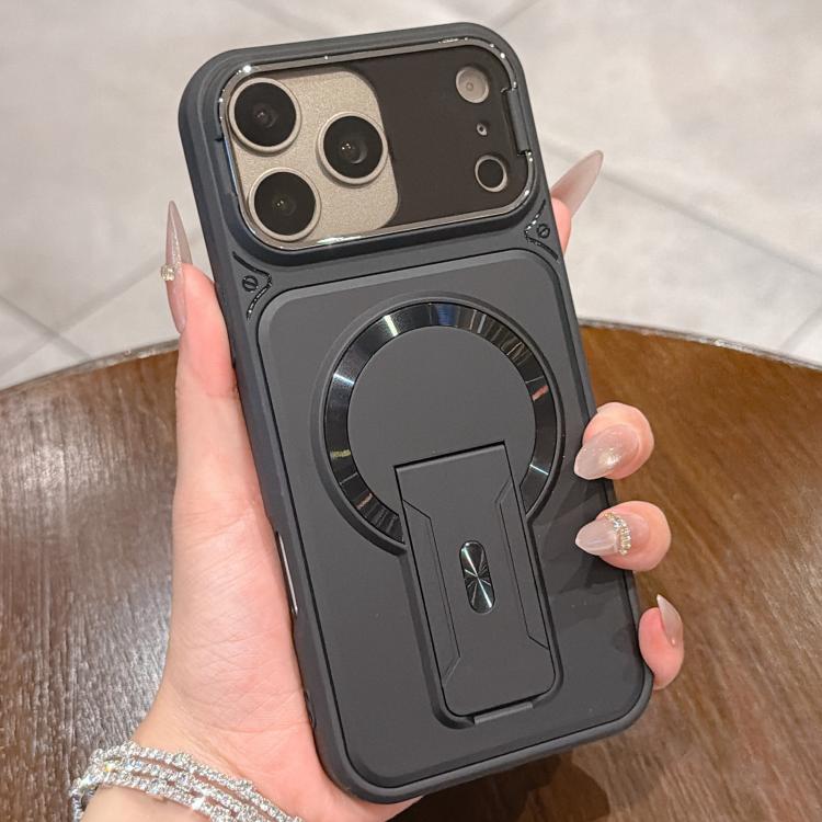 Shockproof Lens Cover Magnetic Phone Case for iPhone 18, Hidden Kickstand TPU Acrylic Protective Cover