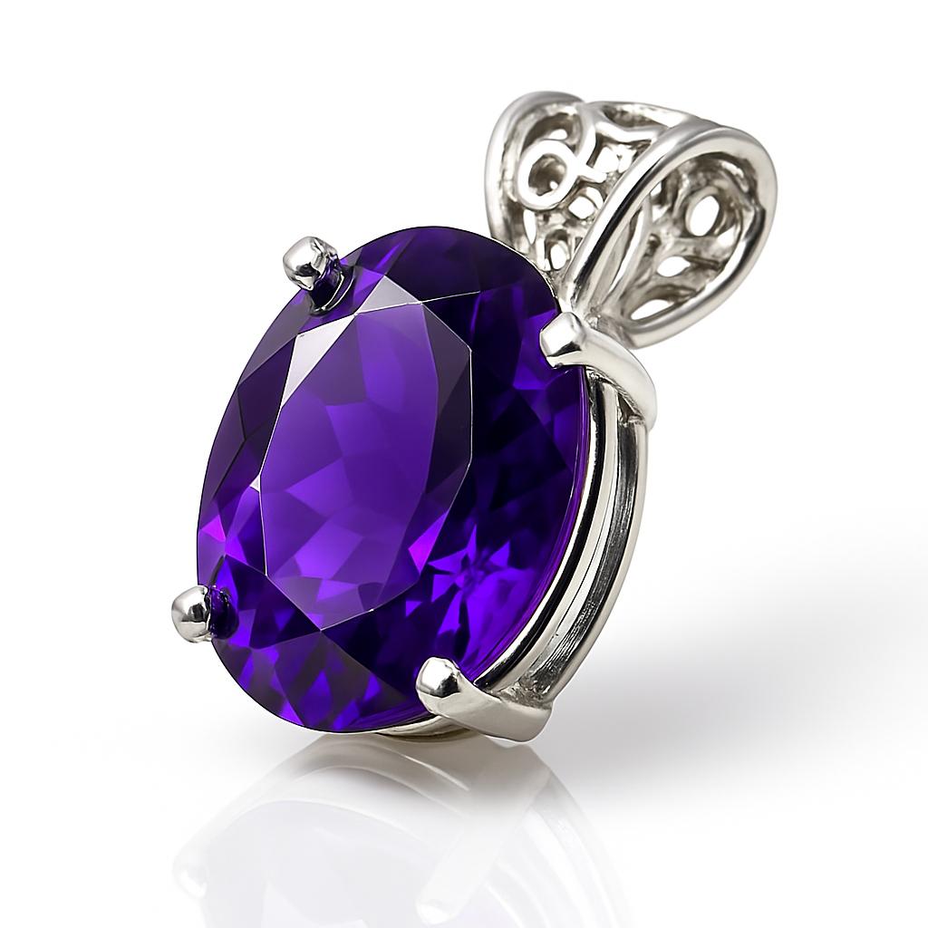 37Ct Certified Natural Purple Tourmaline Pendant Oval Cut 925 Sterling Silver AI-23-NS