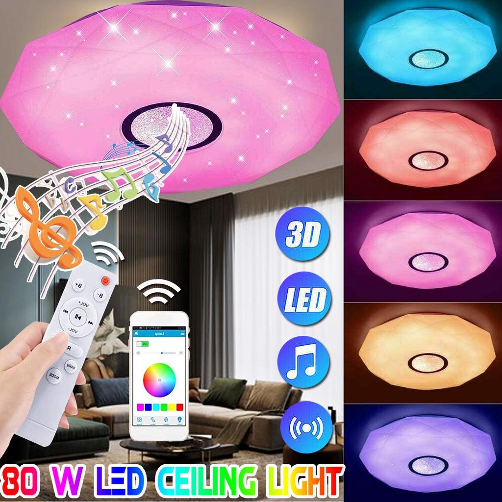200 Вт Wi-Fi Современные светодиодные потолочные светильники RGB Домашнее освещение Приложение Bluetooth Музыкальный свет Лампы для спальни Смарт-диммируемая музыкальная потолочная лампа