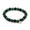 Stones and Minerals. Malachite + Black Agate 8 Mm Pearl Bracelet. Made In France.