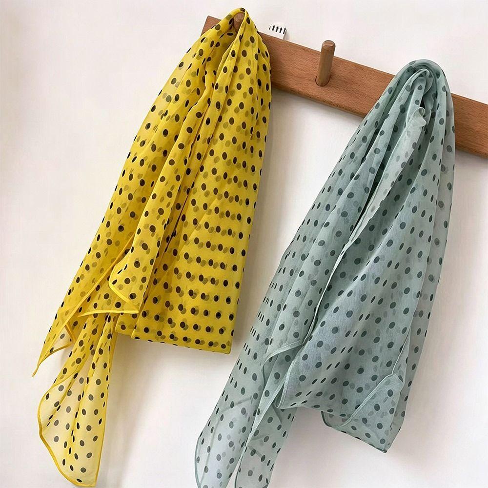 Breathable Mesh Polka Dot Scarf Lightweight Female Headscarf Casual Sunscreen Shawl Women