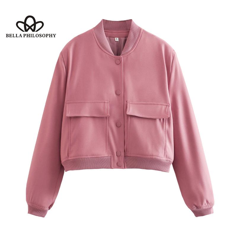 Весенняя новая женская одежда, куртка с большим карманом и воротником-стойкой, женское модное повседневное элегантное короткое пальто