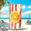 2Pcs (31 дюйм/63 дюйма)&(35 дюймов/71 дюйм) Летнее пляжное полотенце с принтом в оранжевую полоску, акварельное полотенце с красным и белым полосатым цитрусовым узором