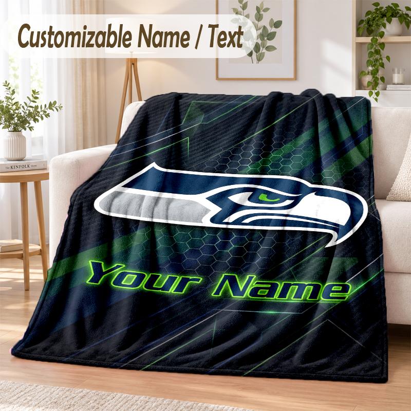 Фланелевое одеяло с индивидуальным текстом Принт Seattle Seahawks Теплое уютное одеяло для дома дивана кровати