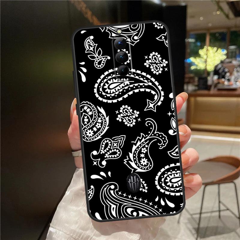 Черный чехол-бандана с узором пейсли для ZTE Nubia Red Magic 10S 9S 8S 10 9 8 11 Pro Plus 6 7 6S 7S Для RedMagic 10 Air Чехол