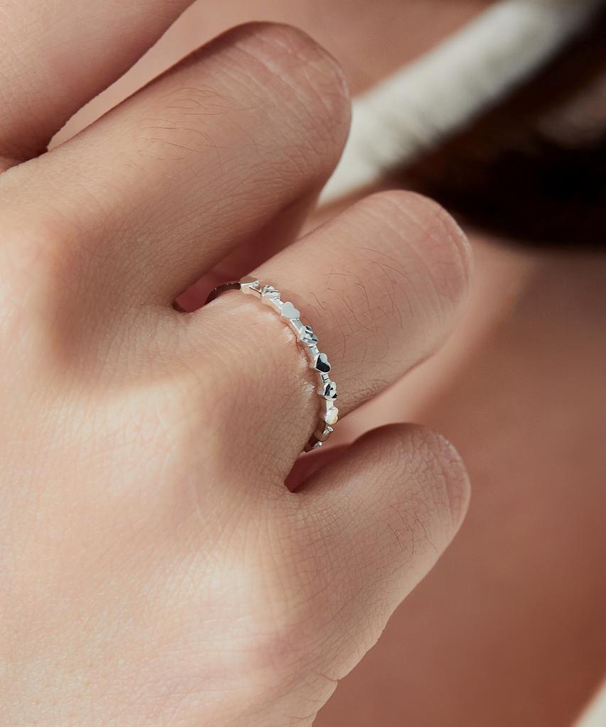 Helene Jewelry Кольцо Мини Сердце Вырез Мост Серебро 925 (Тип C)